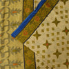 Sanskriti Vintage Sarees Cream/Green Pure Cotton Printed Sari 5+yd Craft Sustainable Fabric