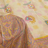 Sanskriti Vintage Sarees Cream 100% Pure Cotton Printed Sari 5+yd Craft Sustainable Fabric