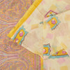 Sanskriti Vintage Sarees Cream 100% Pure Cotton Printed Sari 5+yd Craft Sustainable Fabric