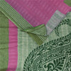 Sanskriti Vintage Sarees Indian Green Pure Cotton Printed Sari 5+yd Craft Sustainable Fabric