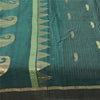 Sanskriti Vintage Sarees Teal Blue Woven Pure Cotton Paisley Sari 5+yd Sustainable Fabric