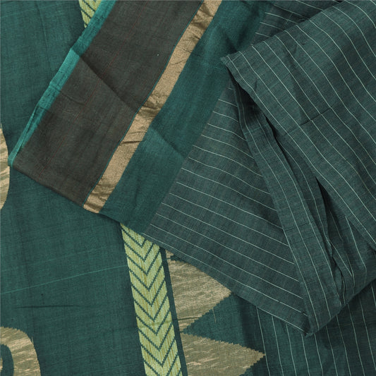 Сари Sanskriti Vintage Sarees Teal Blue Woven Paisley Sari из чистого хлопка 5+ ярдов Экологичная ткань