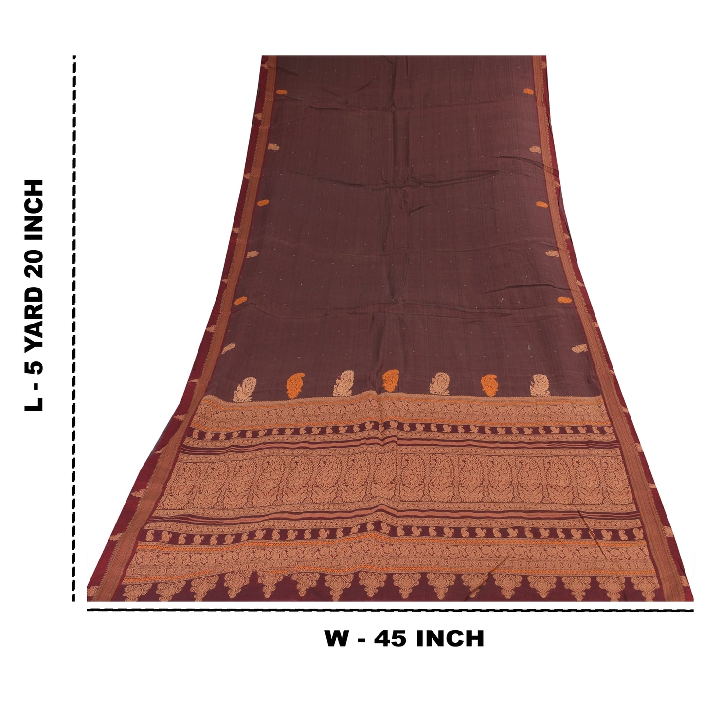 Sanskriti Vintage Sarees Wine Hand Woven 100% Pure Cotton Sari 5+yd Craft Sustainable Fabric