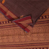 Sanskriti Vintage Sarees Wine Hand Woven 100% Pure Cotton Sari 5+yd Craft Sustainable Fabric