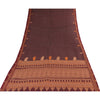 Sanskriti Vintage Sarees Wine Hand Woven 100% Pure Cotton Sari 5+yd Craft Sustainable Fabric
