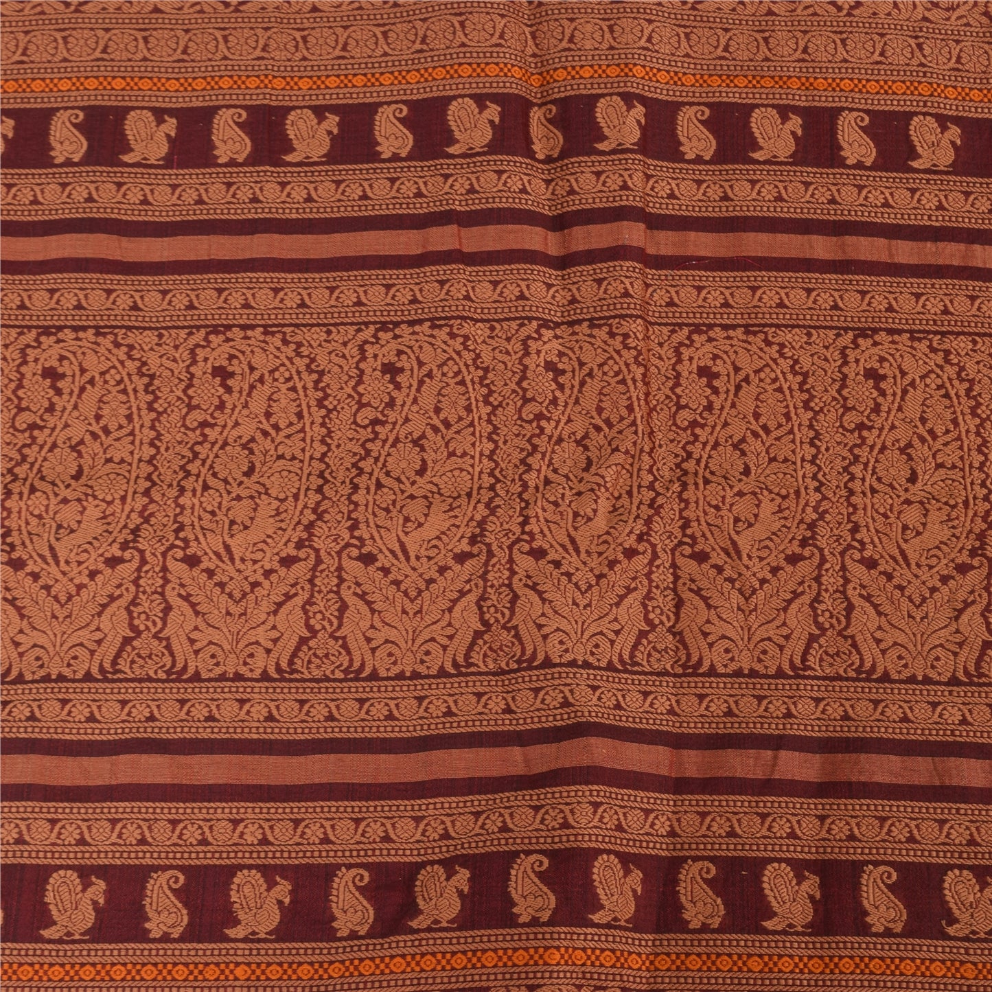 Sanskriti Vintage Sarees Wine Hand Woven 100% Pure Cotton Sari 5+yd Craft Sustainable Fabric