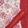 Sanskriti Vintage Sarees White/Red Zari Woven Print Pure Cotton Sari 5+yd Sustainable Fabric