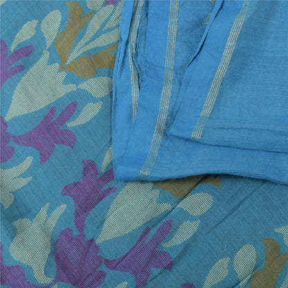 Sanskriti Vintage Sarees Purple/Blue Blend Cotton Woven Sari 6+yd Craft Sustainable Fabric