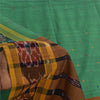 Sanskriti Vintage Sarees GreenIkat Handwoven Odisha Pure Cotton Sari 5+yd Sustainable Fabric