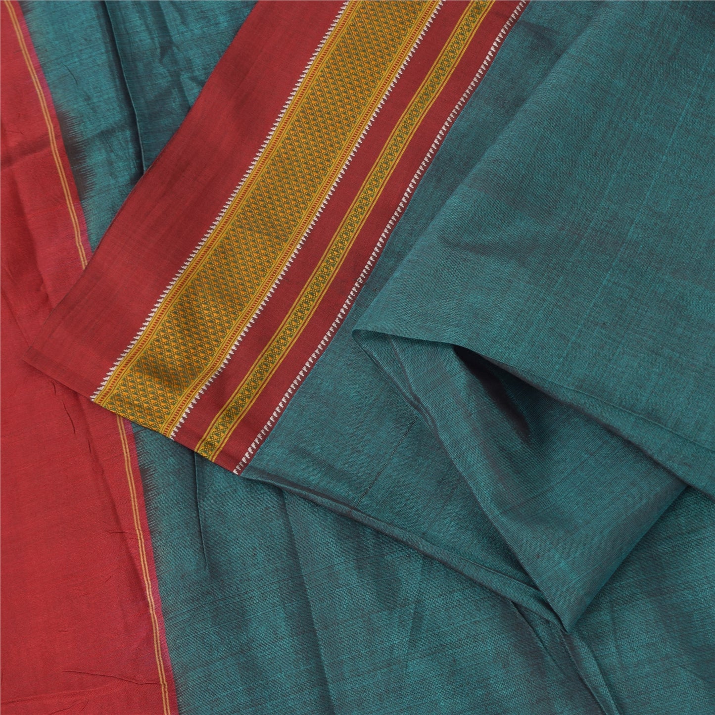 Sanskriti Vintage Sarees Indian Blue Pure Cotton Woven Sari 5+yd Craft Sustainable Fabric