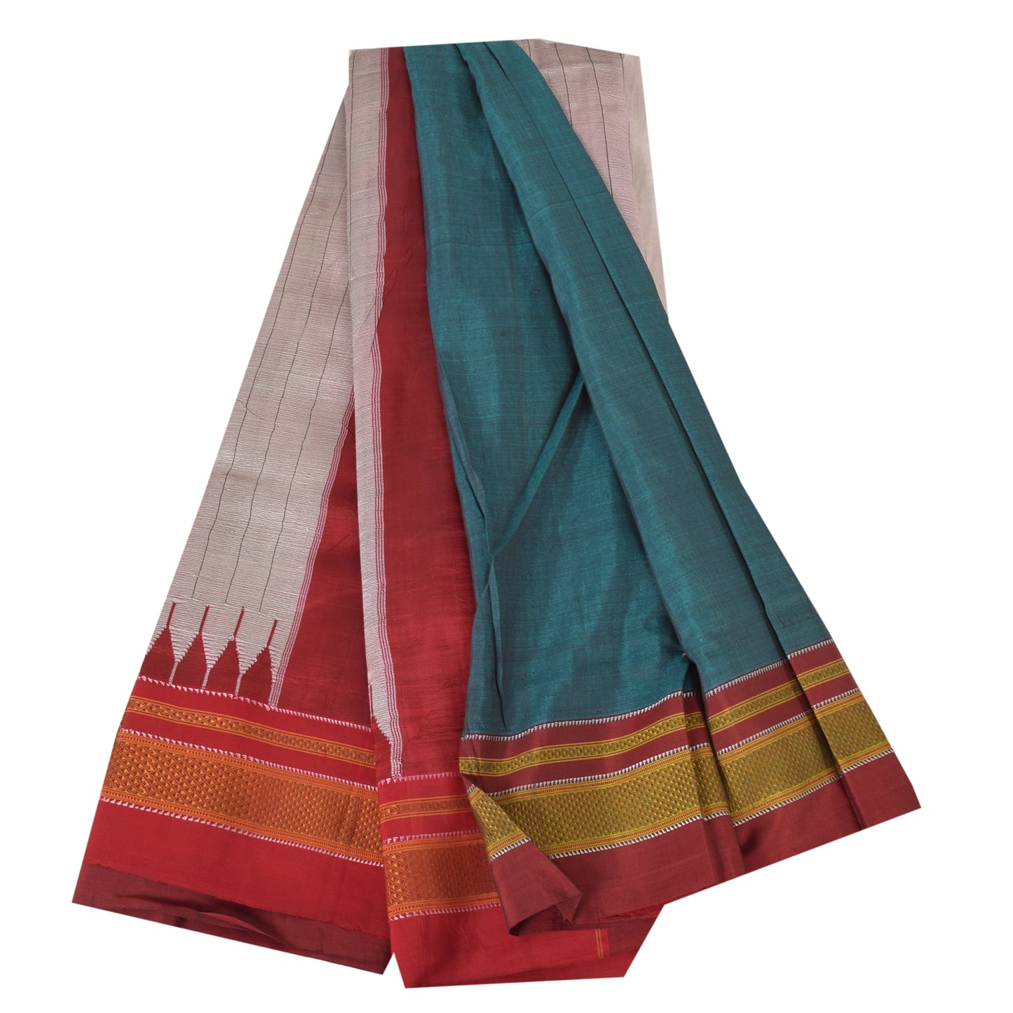 Sanskriti Vintage Sarees Indian Blue Pure Cotton Woven Sari 5+yd Craft Sustainable Fabric