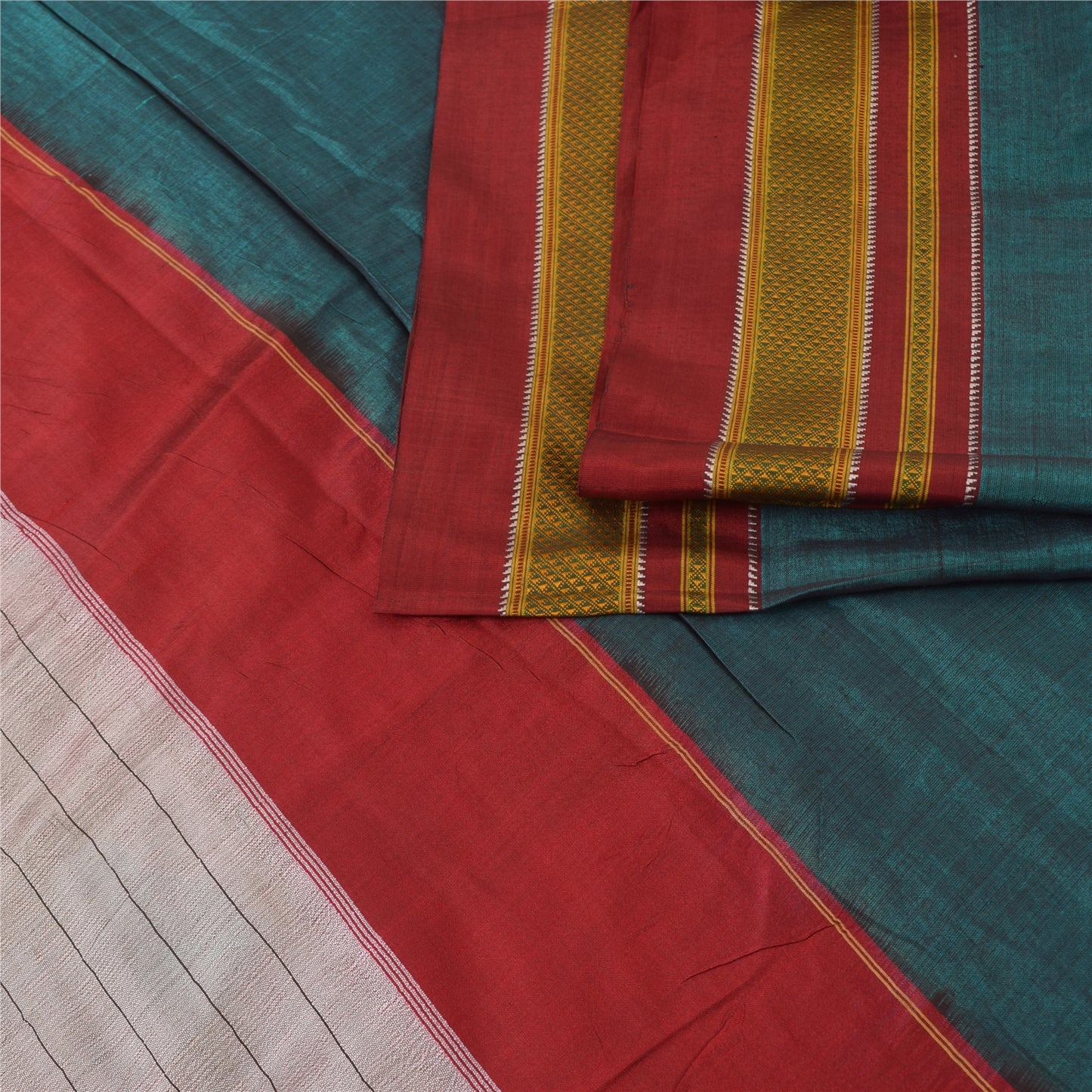 Sanskriti Vintage Sarees Indian Blue Pure Cotton Woven Sari 5+yd Craft Sustainable Fabric