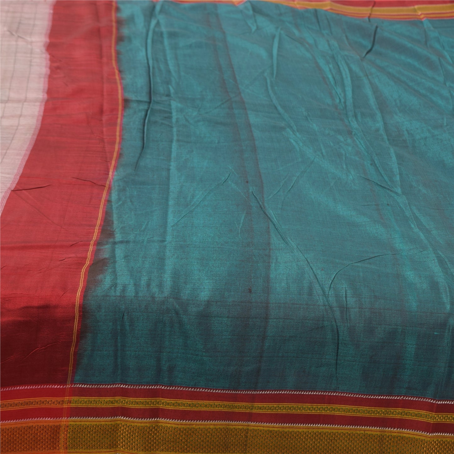 Sanskriti Vintage Sarees Indian Blue Pure Cotton Woven Sari 5+yd Craft Sustainable Fabric