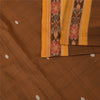 Sanskriti Vintage Sarees BrownIkat Handwoven Odisha Pure Cotton Sari 6+yd Sustainable Fabric