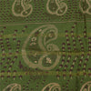 Sanskriti Vintage Sarees Green Zari Border Pure Cotton Printed Sari 5+yd Sustainable Fabric