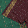 Sanskriti Vintage Sarees Red Ikat Handwoven Zari Pure Cotton Sari 5+yd Sustainable Fabric