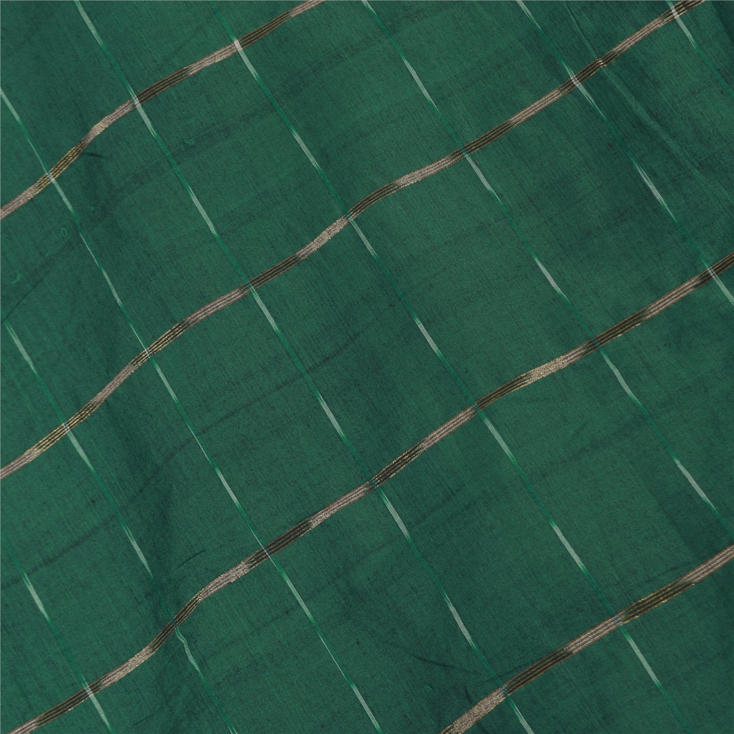 Sanskriti Vintage Sarees Red Ikat Handwoven Zari Pure Cotton Sari 5+yd Sustainable Fabric