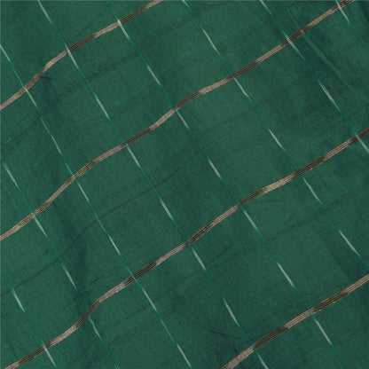 Sanskriti Vintage Sarees Red Ikat Handwoven Zari Pure Cotton Sari 5+yd Sustainable Fabric