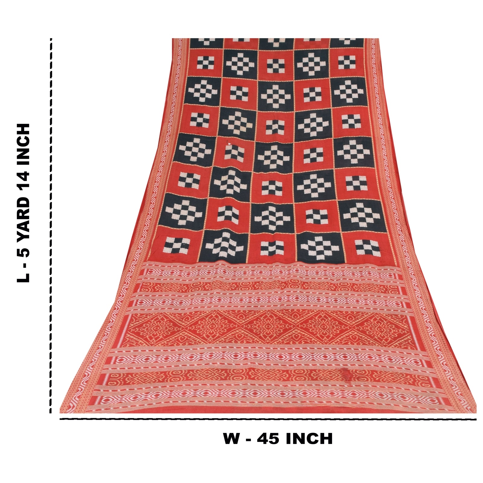 Sanskriti Vintage Sarees Patan Patola Printed Pure Cotton Sari 5+yd Craft Sustainable Fabric