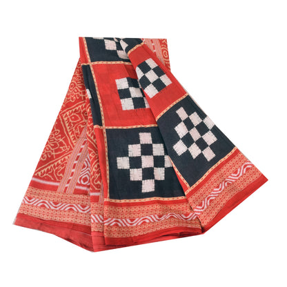 Санскритские винтажные сари Патан Патола с принтом из чистого хлопка Сари 5+ ярдов Ткань для рукоделия из экологически чистой ткани