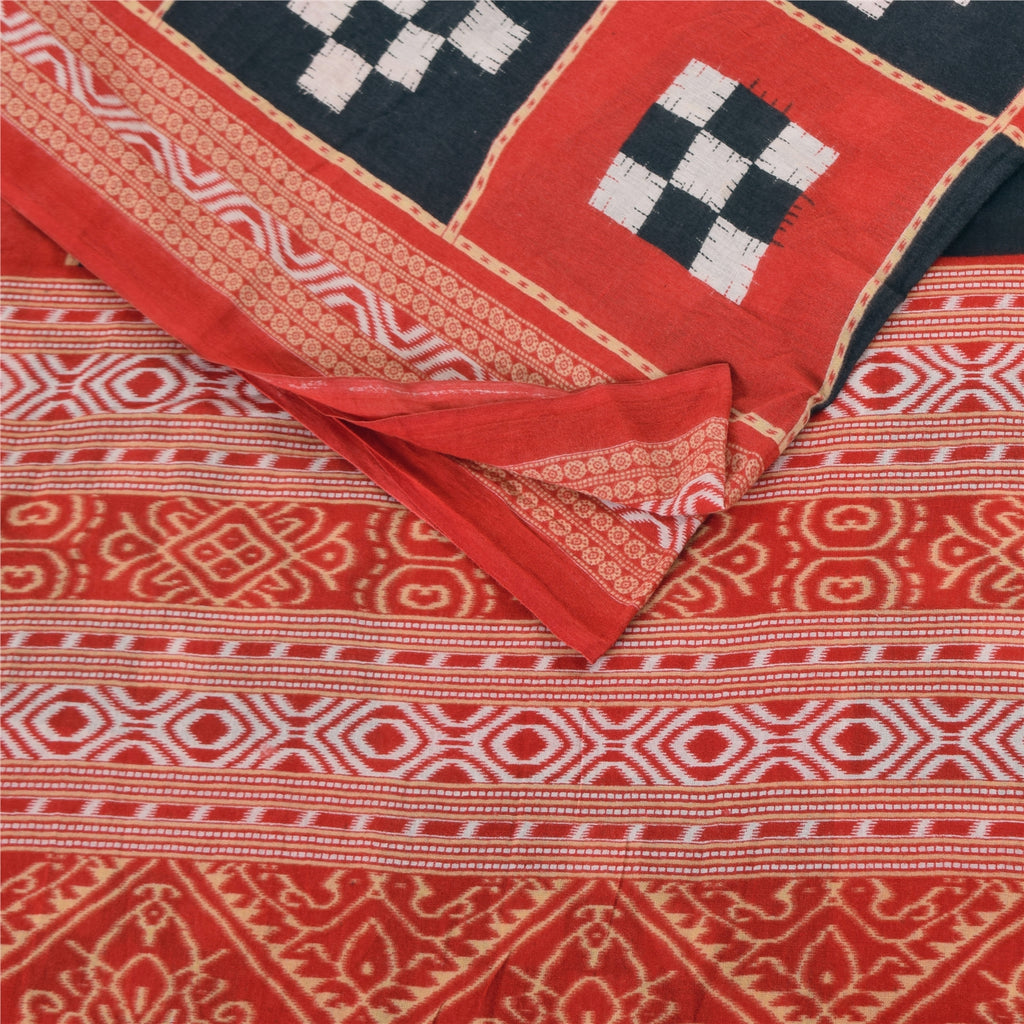 Санскритские винтажные сари Патан Патола с принтом из чистого хлопка Сари 5+ ярдов Ткань для рукоделия из экологически чистой ткани