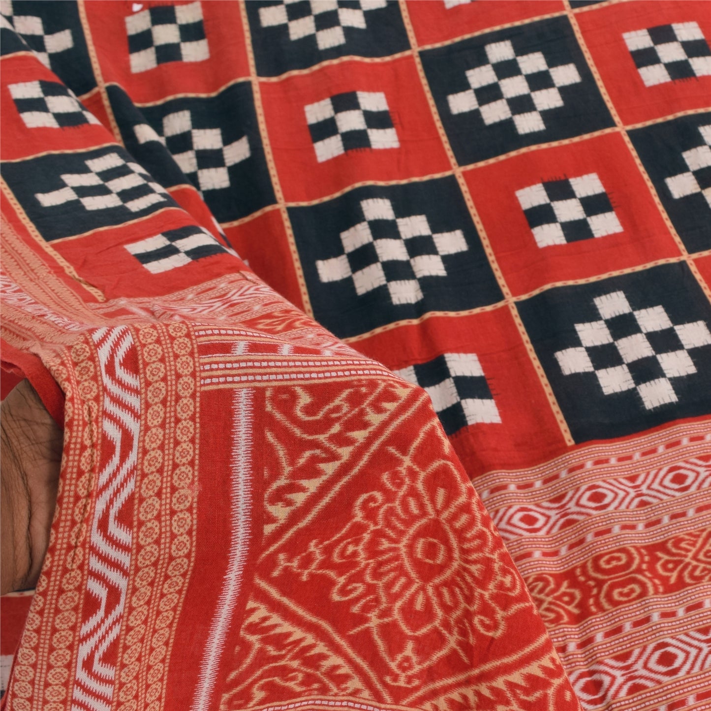 Санскритские винтажные сари Патан Патола с принтом из чистого хлопка Сари 5+ ярдов Ткань для рукоделия из экологически чистой ткани