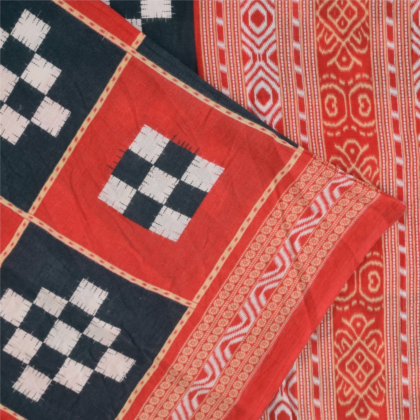 Санскритские винтажные сари Патан Патола с принтом из чистого хлопка Сари 5+ ярдов Ткань для рукоделия из экологически чистой ткани