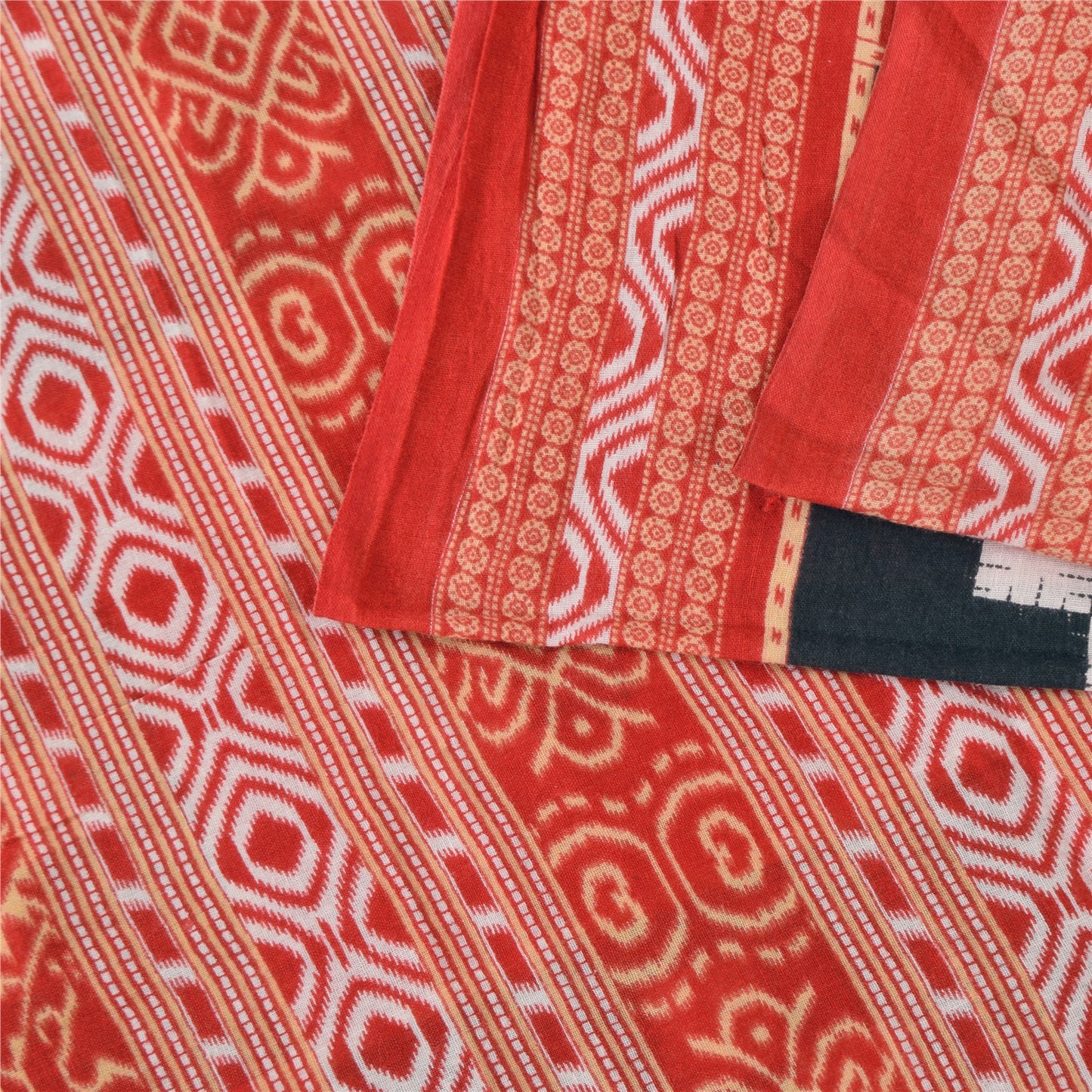 Санскритские винтажные сари Патан Патола с принтом из чистого хлопка Сари 5+ ярдов Ткань для рукоделия из экологически чистой ткани