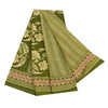 Sanskriti Vintage Sarees Green Indian 100% Pure Cotton Printed Sari 5+yd Sustainable Fabric