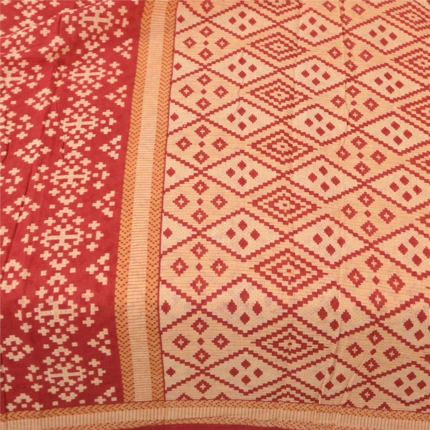 Санскритские винтажные сари персиково-красный патан патола чистый хлопок набивное сари устойчивая ткань
