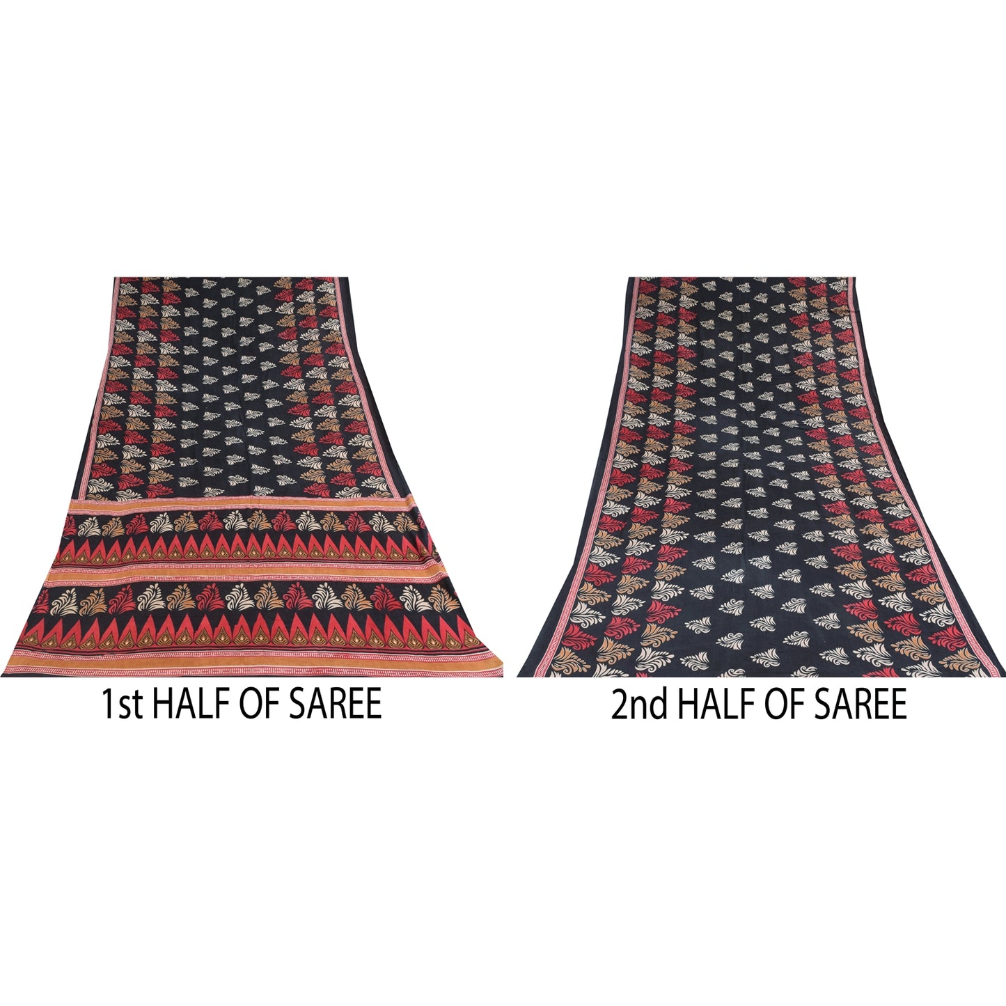 Sanskriti Vintage Sarier Sorte 100% Ren Bomuld Trykt Sari 5+ yard Håndværk Bæredygtigt Stoff