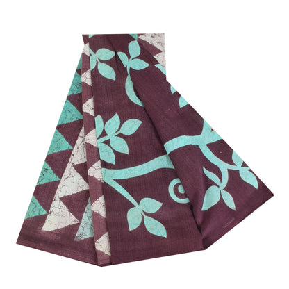 Санскритские винтажные сари фиолетовое чистое хлопковое батиковое сари 5+ ярдов ткань для рукоделия из экологически чистой ткани