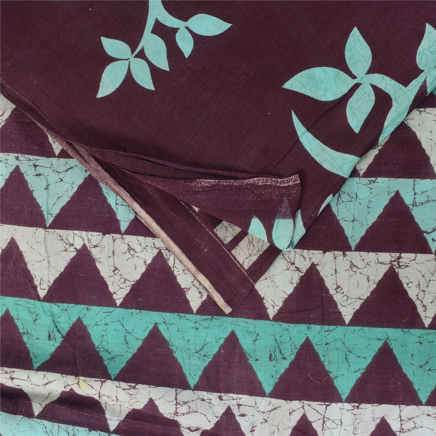 Санскритские винтажные сари фиолетовое чистое хлопковое батиковое сари 5+ ярдов ткань для рукоделия из экологически чистой ткани