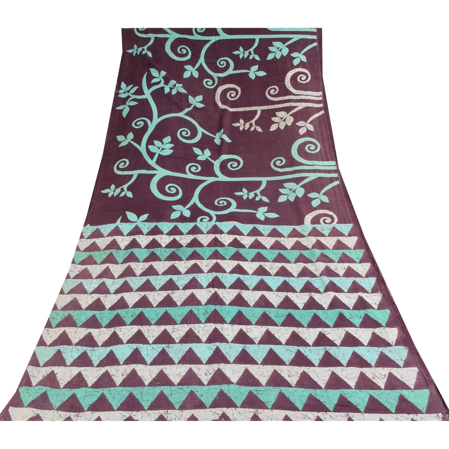 Санскритские винтажные сари фиолетовое чистое хлопковое батиковое сари 5+ ярдов ткань для рукоделия из экологически чистой ткани