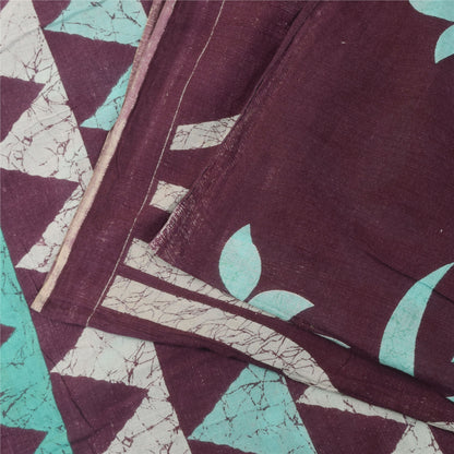 Санскритские винтажные сари фиолетовое чистое хлопковое батиковое сари 5+ ярдов ткань для рукоделия из экологически чистой ткани