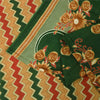 Sanskriti Vintage Sarees Green Indian 100% Pure Cotton Printed Sari 5+yd Sustainable Fabric