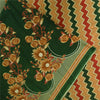 Sanskriti Vintage Sarees Green Indian 100% Pure Cotton Printed Sari 5+yd Sustainable Fabric