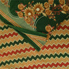 Sanskriti Vintage Sarees Green Indian 100% Pure Cotton Printed Sari 5+yd Sustainable Fabric