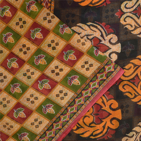 Sanskriti Vintage Sarees Multicolor Pure Cotton Printed Sari 5+yd Craft Sustainable Fabric