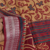 Sanskriti Vintage Sarees Peach/Red Pure Cotton Printed Sari 5+yd Craft Sustainable Fabric
