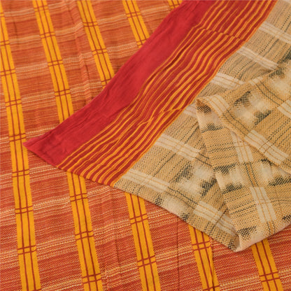 Sanskriti Vintage Sarees Beige 100% Pure Cotton Printed Sari 5+yd Craft Sustainable Fabric