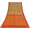 Sanskriti Vintage Sarees Beige 100% Pure Cotton Printed Sari 5+yd Craft Sustainable Fabric