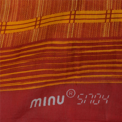 Sanskriti Vintage Sarees Beige 100% Pure Cotton Printed Sari 5+yd Craft Sustainable Fabric