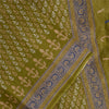 Sanskriti Vintage Sarees Green Pure Cotton Block Printed Sari 5+yd Craft Sustainable Fabric
