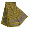 Sanskriti Vintage Sarees Green Pure Cotton Block Printed Sari 5+yd Craft Sustainable Fabric