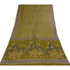 Sanskriti Vintage Sarees Green Pure Cotton Block Printed Sari 5+yd Craft Sustainable Fabric