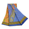 Sanskriti Vintage Sarees Indian Blue Pure Cotton Printed Sari 5+yd Craft Sustainable Fabric