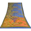 Sanskriti Vintage Sarees Indian Blue Pure Cotton Printed Sari 5+yd Craft Sustainable Fabric