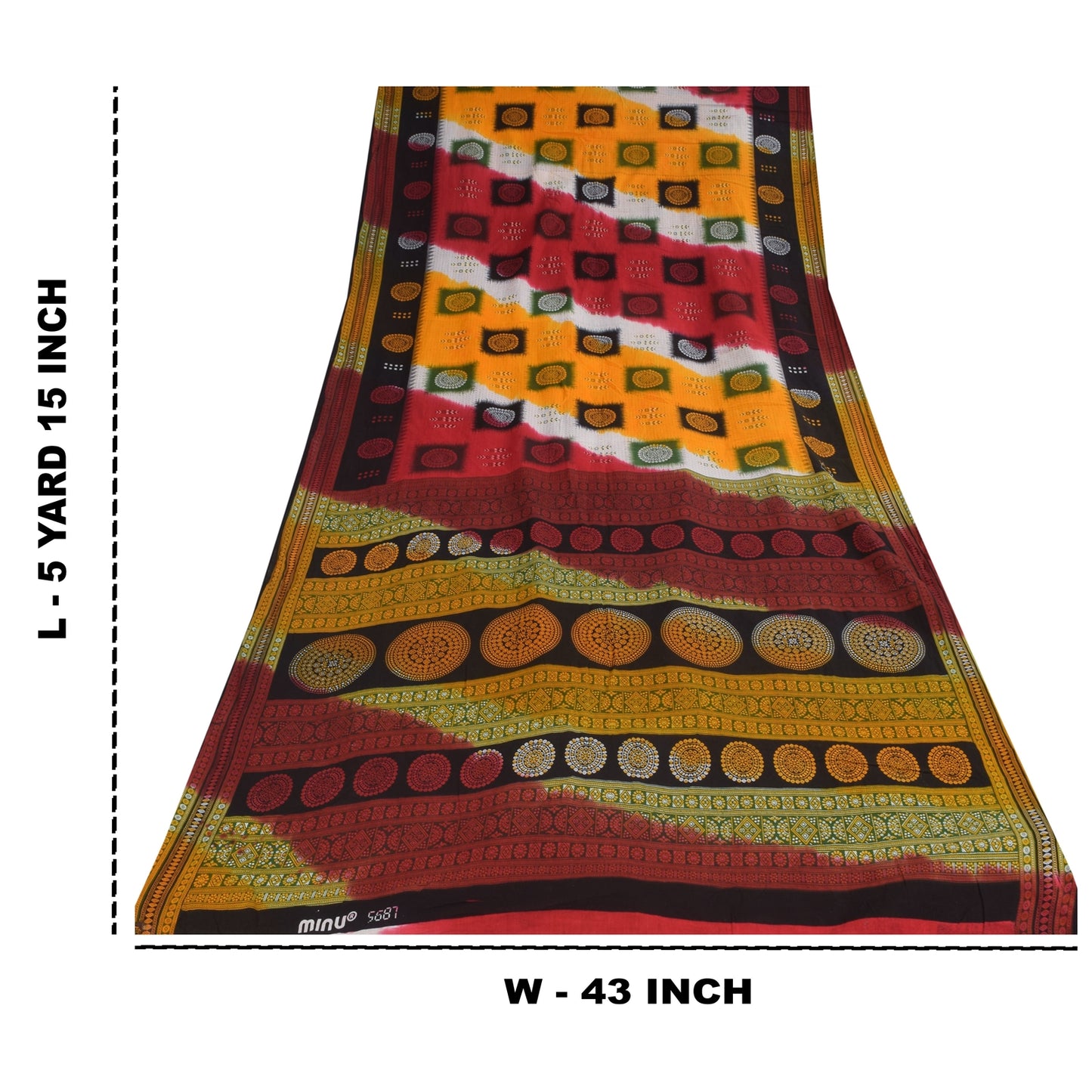 Sanskriti Vintage Sarees Indian Multi Pure Cotton Print Sari 5+yd Craft Sustainable Fabric