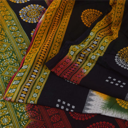 Sanskriti Vintage Sarees Indian Multi Pure Cotton Print Sari 5+yd Craft Sustainable Fabric